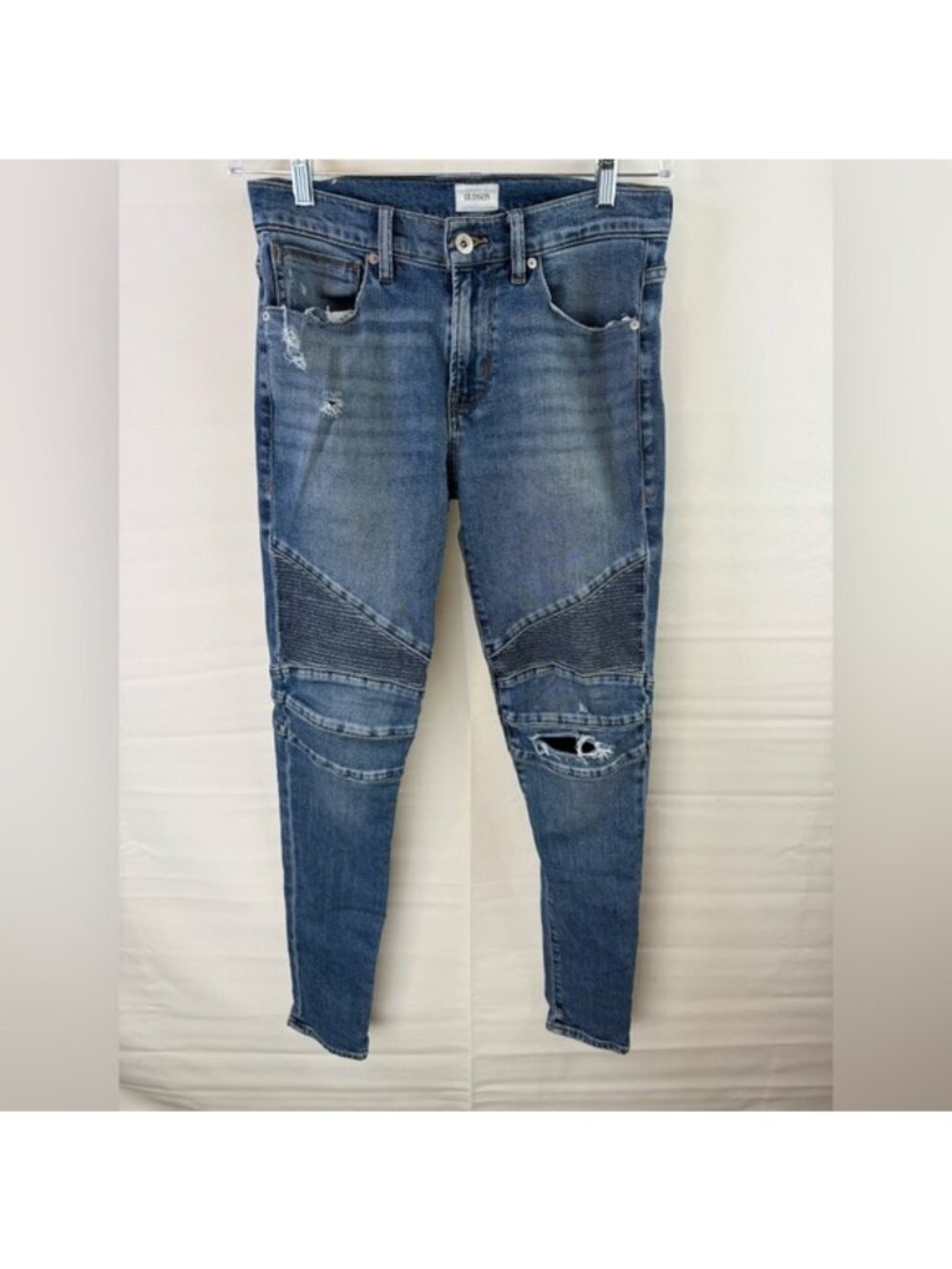 Hudson Ethan Biker Skinny Jeans Men’s 31 Distressed Moto Blue Denim Grunge
